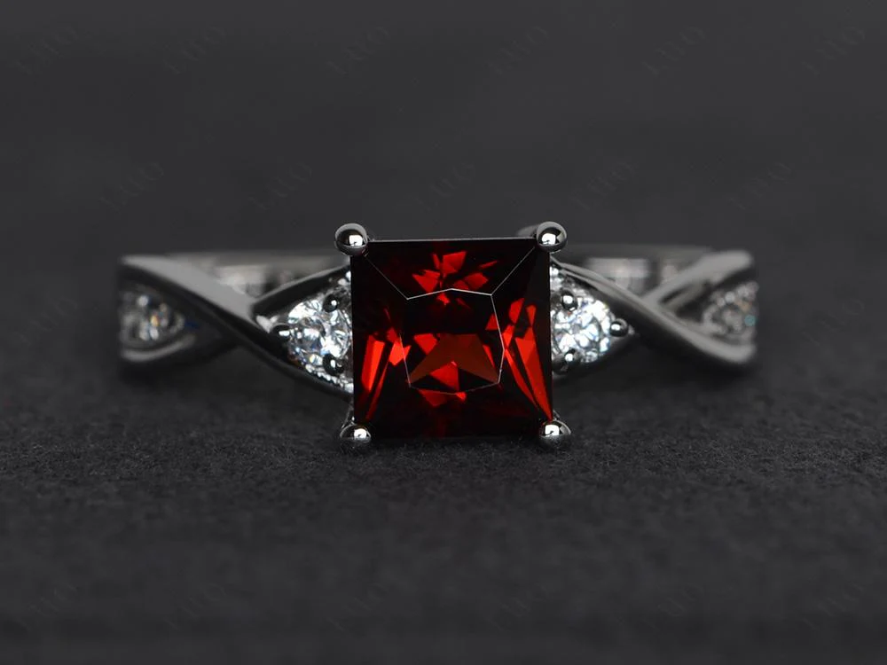 Princess Cut Garnet Engagement Ring - Image 29