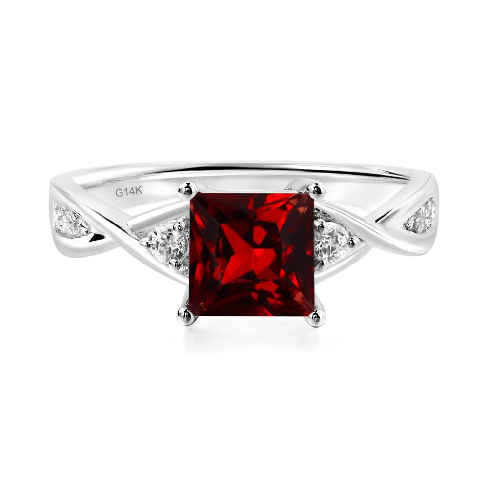 Princess Cut Garnet Engagement Ring - Image 3
