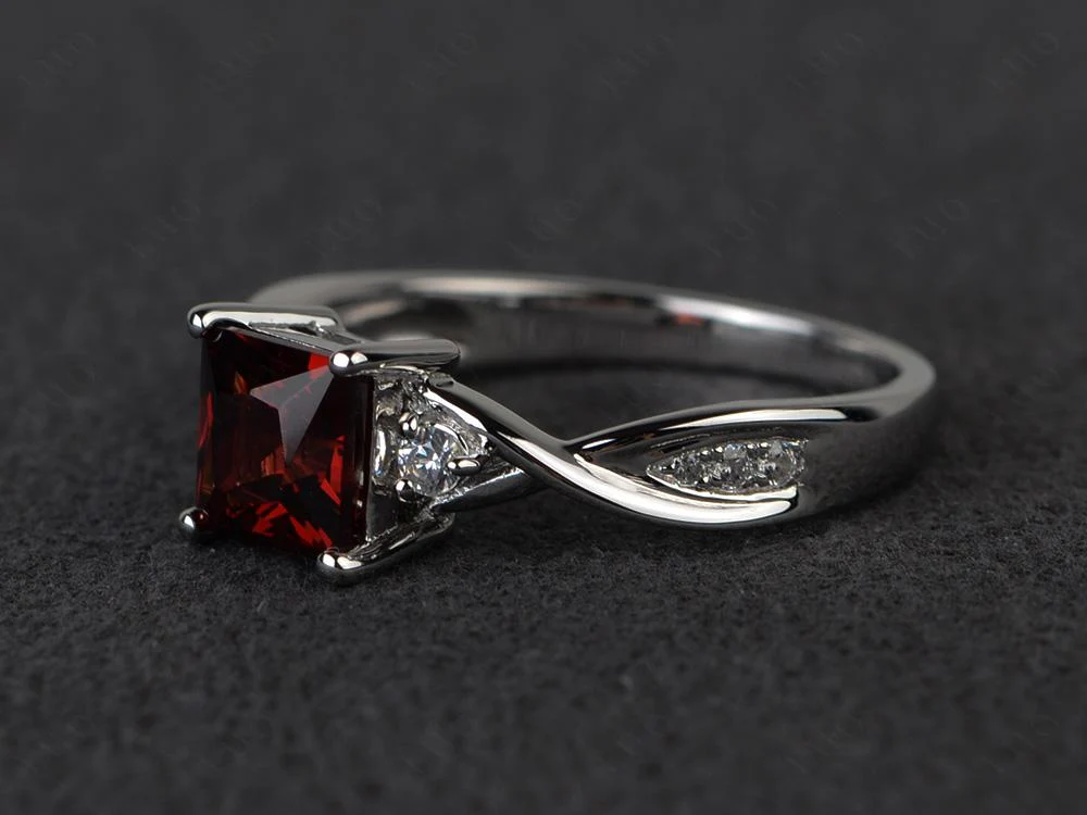 Princess Cut Garnet Engagement Ring - Image 30