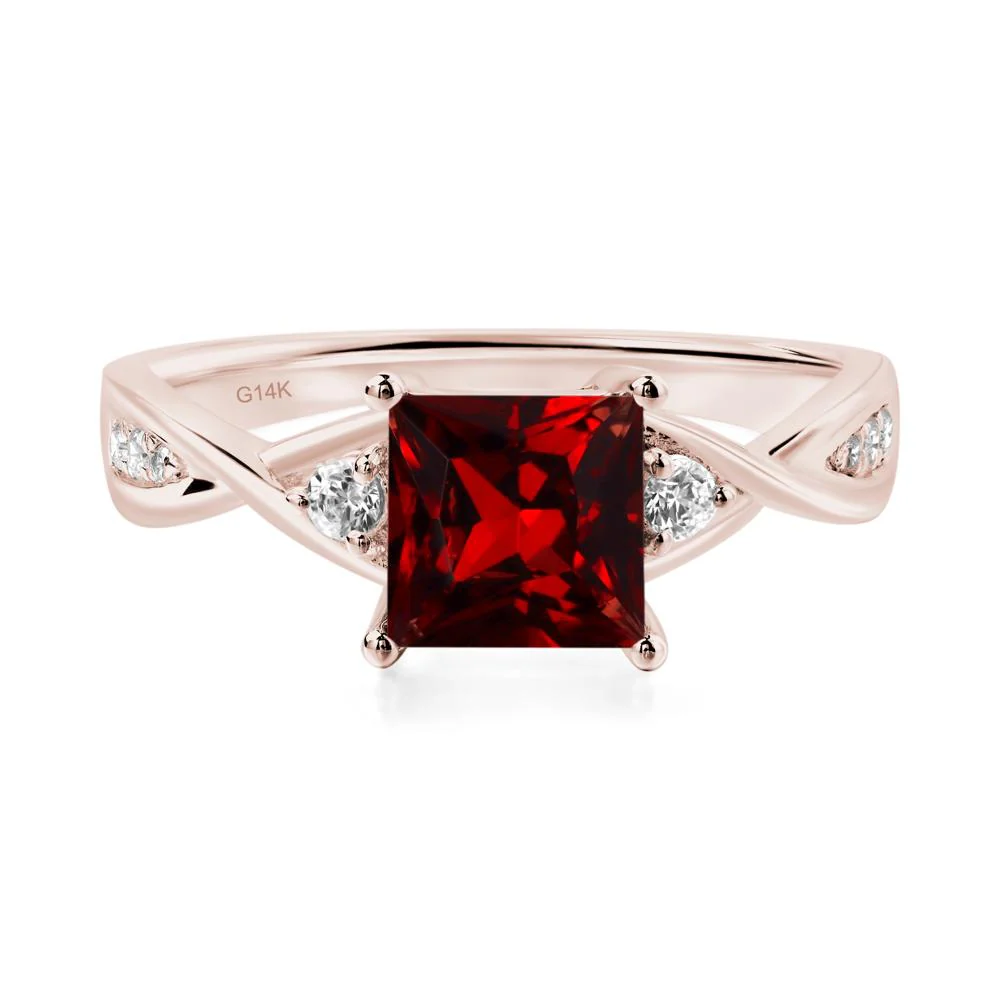 Princess Cut Garnet Engagement Ring - Image 5