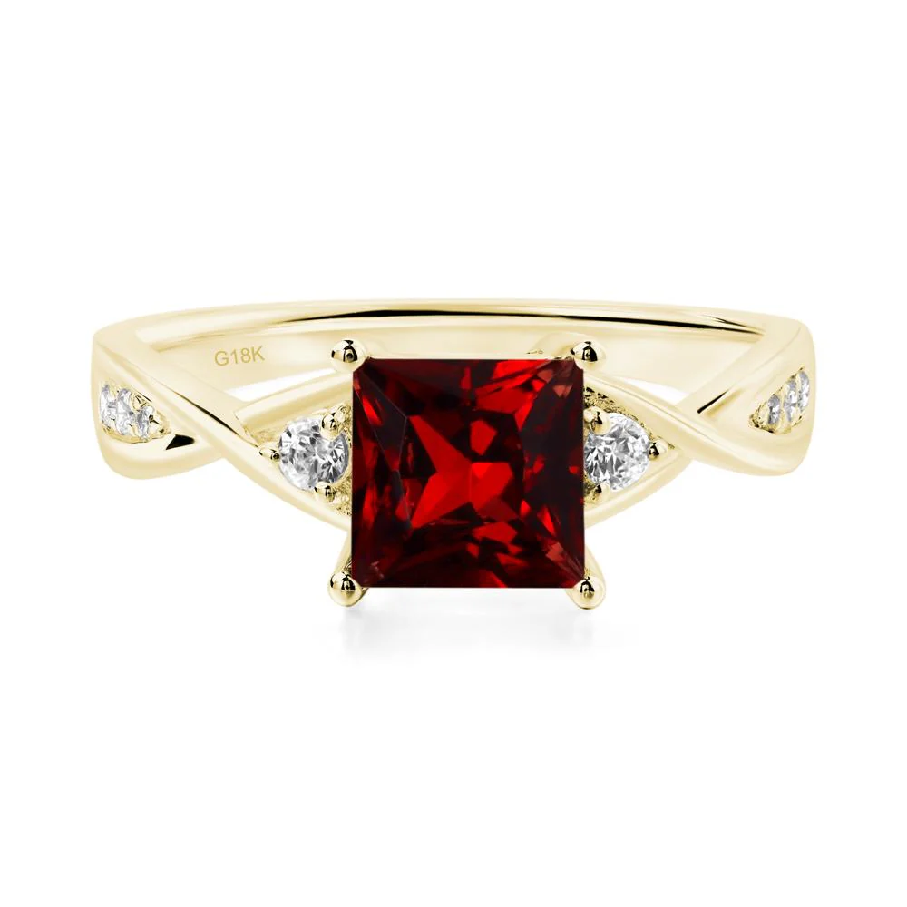 Princess Cut Garnet Engagement Ring - Image 7