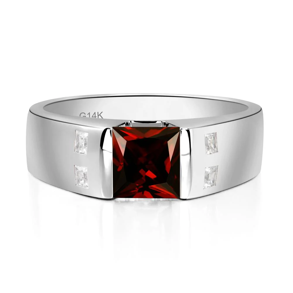Men's Princess Cut Garnet Ring - Image 3