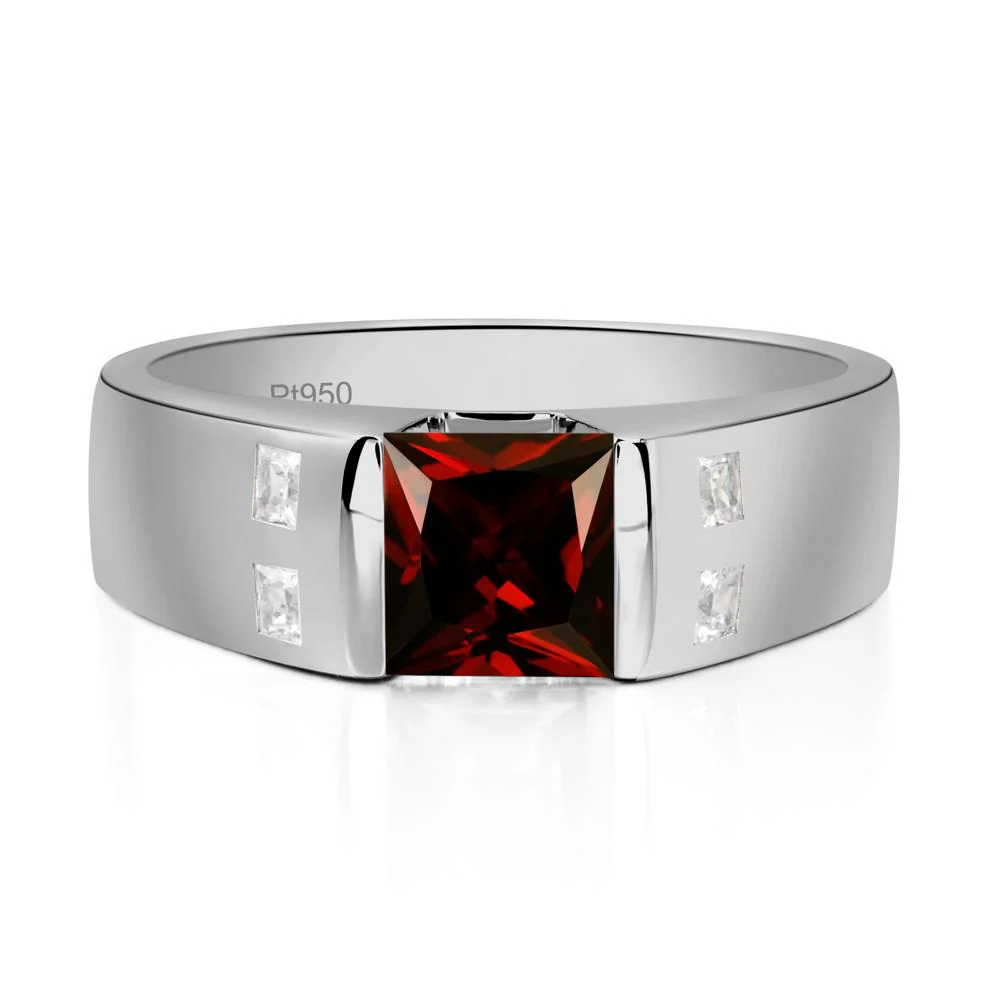 Men's Princess Cut Garnet Ring - Image 6