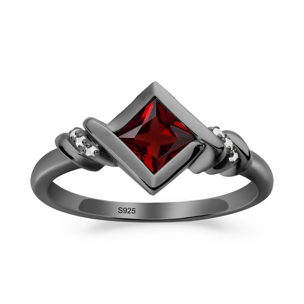 Princess Cut Garnet Statement Ring