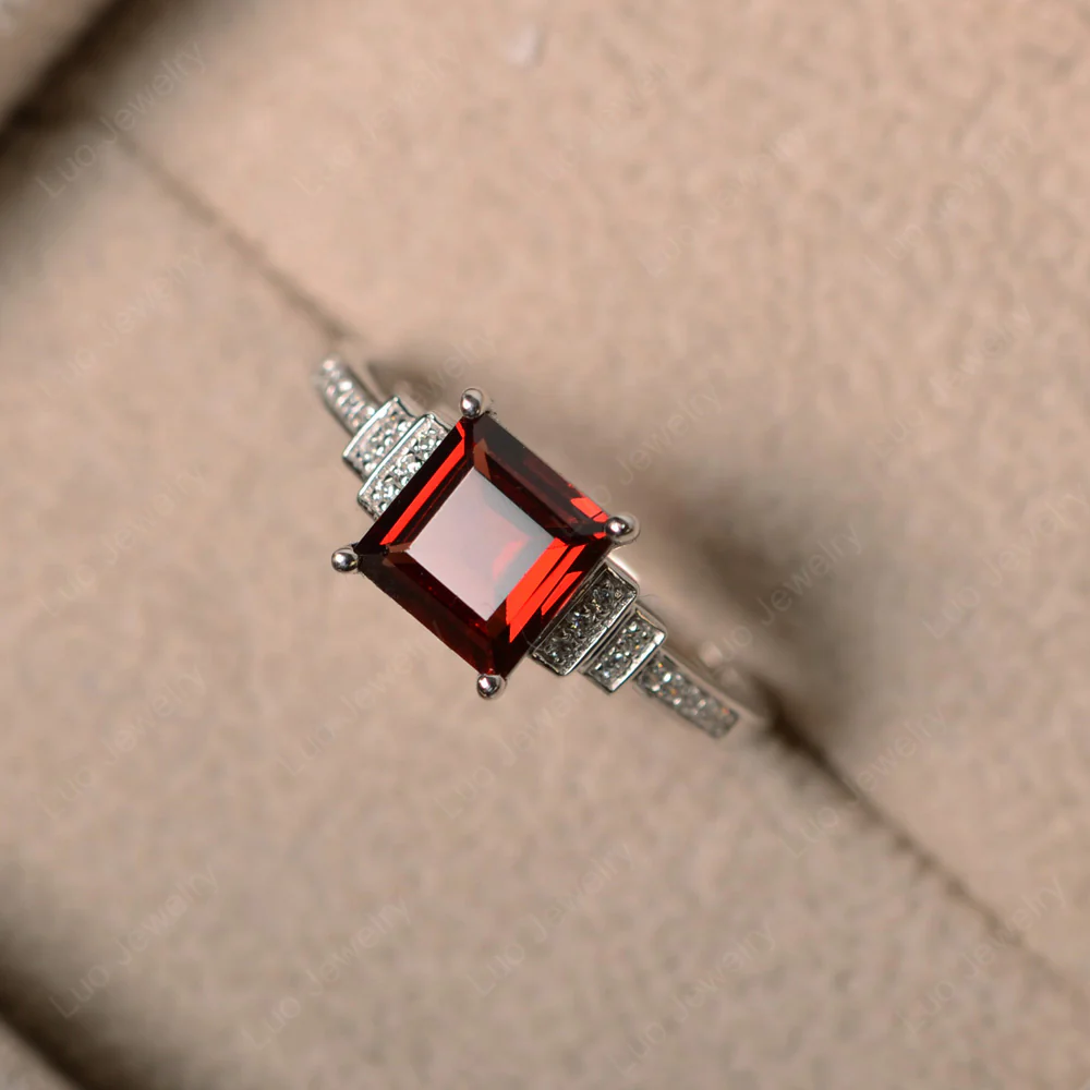 Garnet Elegant Engagement Ring