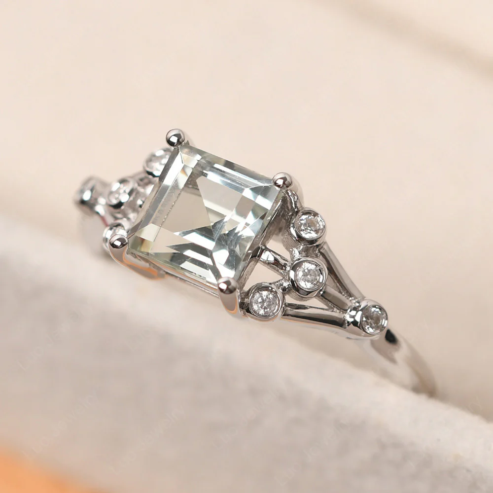 Square Cut Green Amethyst Constellation Ring - Image 2