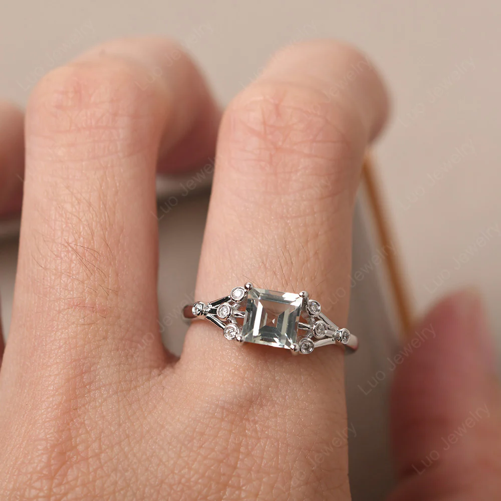 Square Cut Green Amethyst Constellation Ring - Image 5