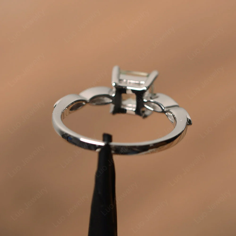 Square Cut Green Amethyst Ring - Image 3