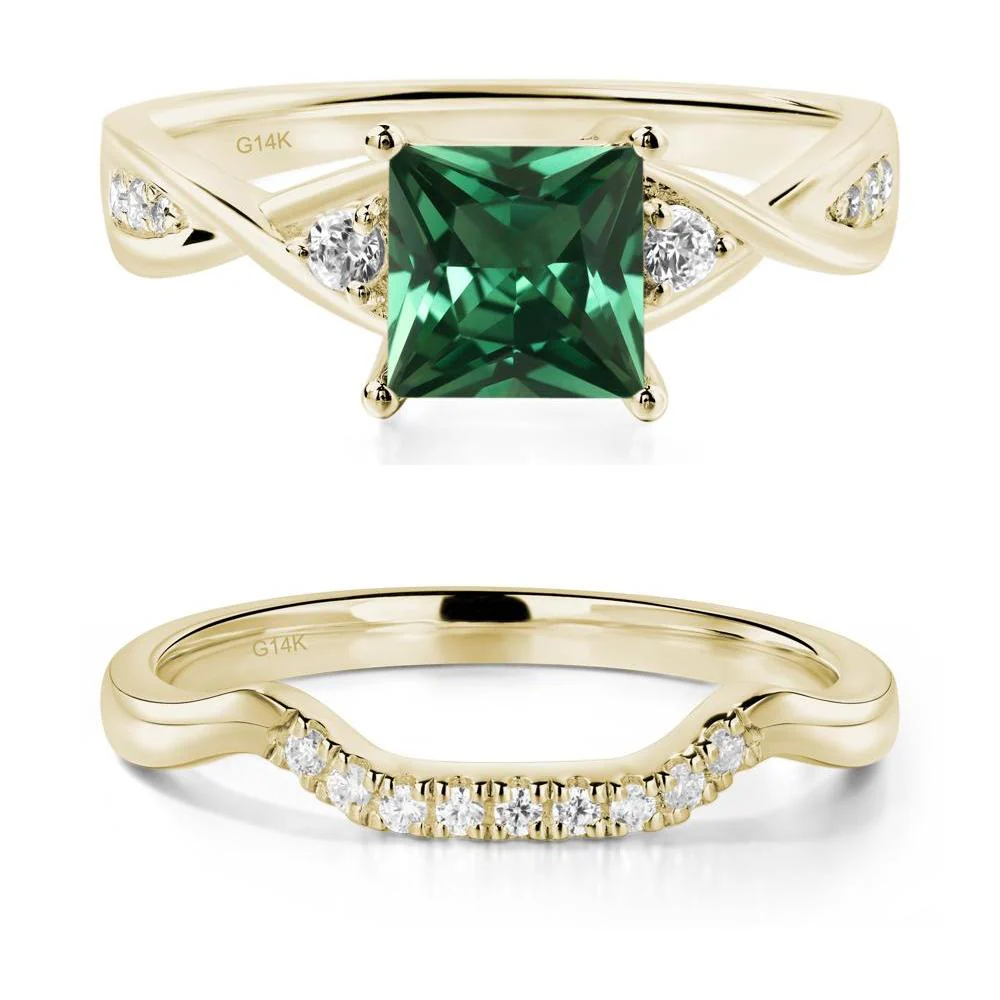 Princess Cut Green Sapphire Twist Ring - Image 15