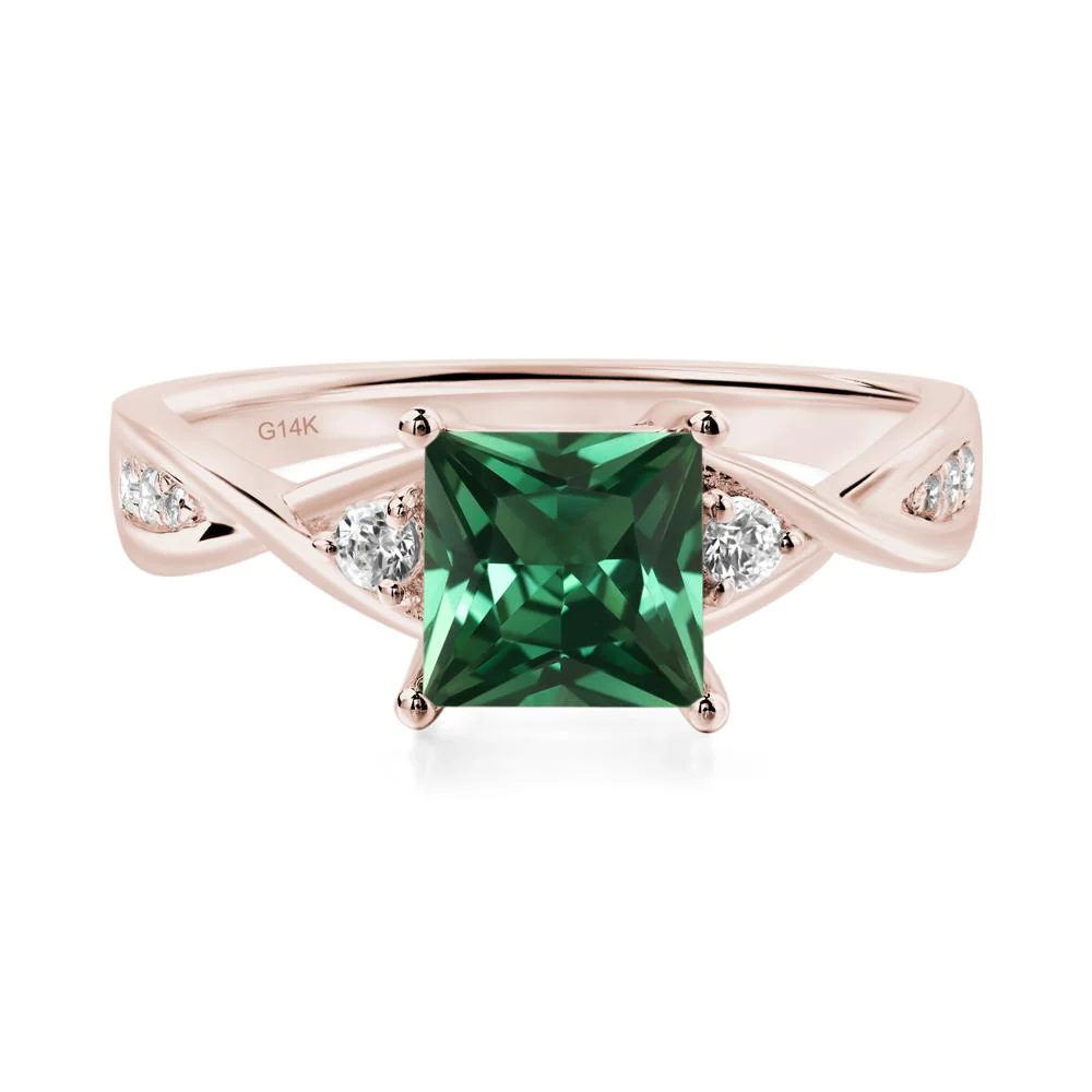 Princess Cut Green Sapphire Twist Ring - Image 5