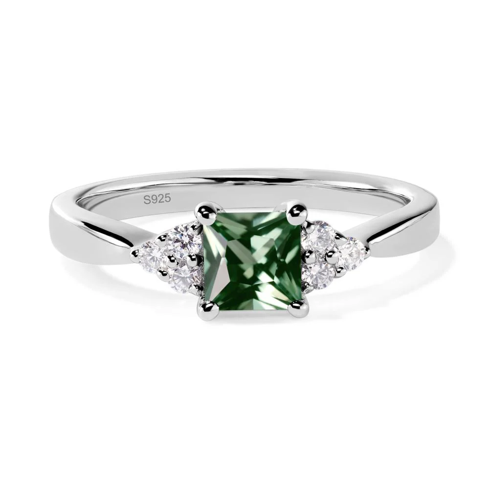 Princess Cut Green Sapphire Petite Ring