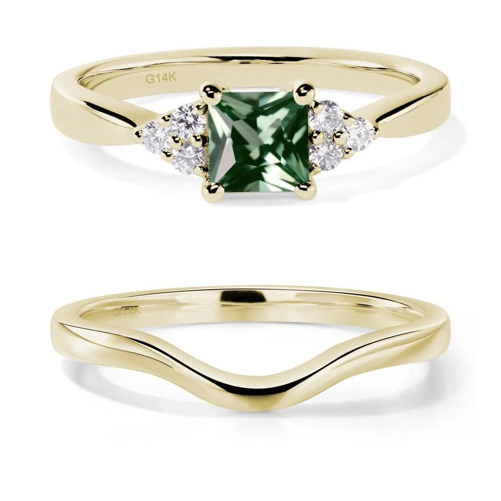 Princess Cut Green Sapphire Petite Ring - Image 15