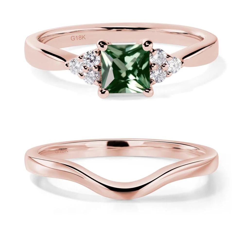Princess Cut Green Sapphire Petite Ring - Image 17