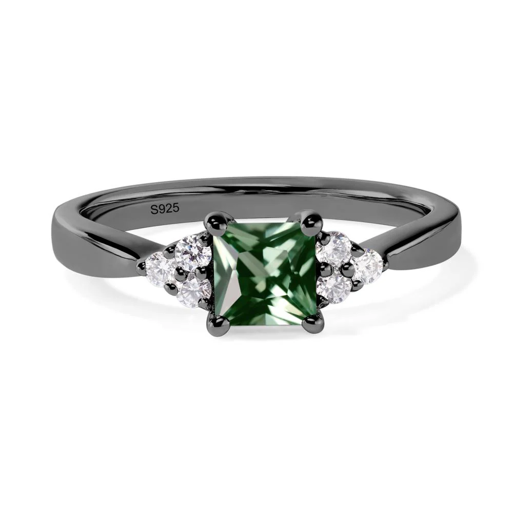 Princess Cut Green Sapphire Petite Ring - Image 2
