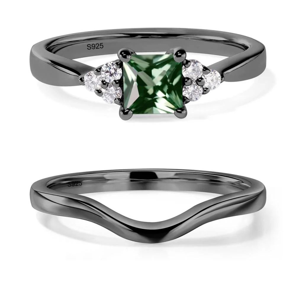 Princess Cut Green Sapphire Petite Ring - Image 23