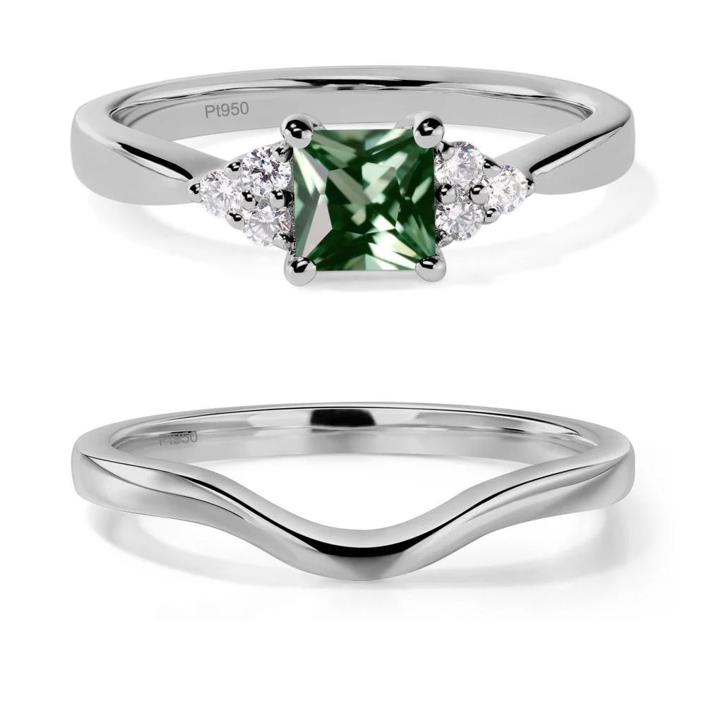 Princess Cut Green Sapphire Petite Ring - Image 25