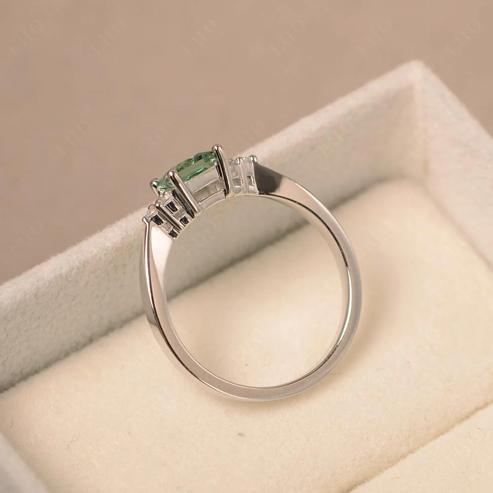 Princess Cut Green Sapphire Petite Ring - Image 31