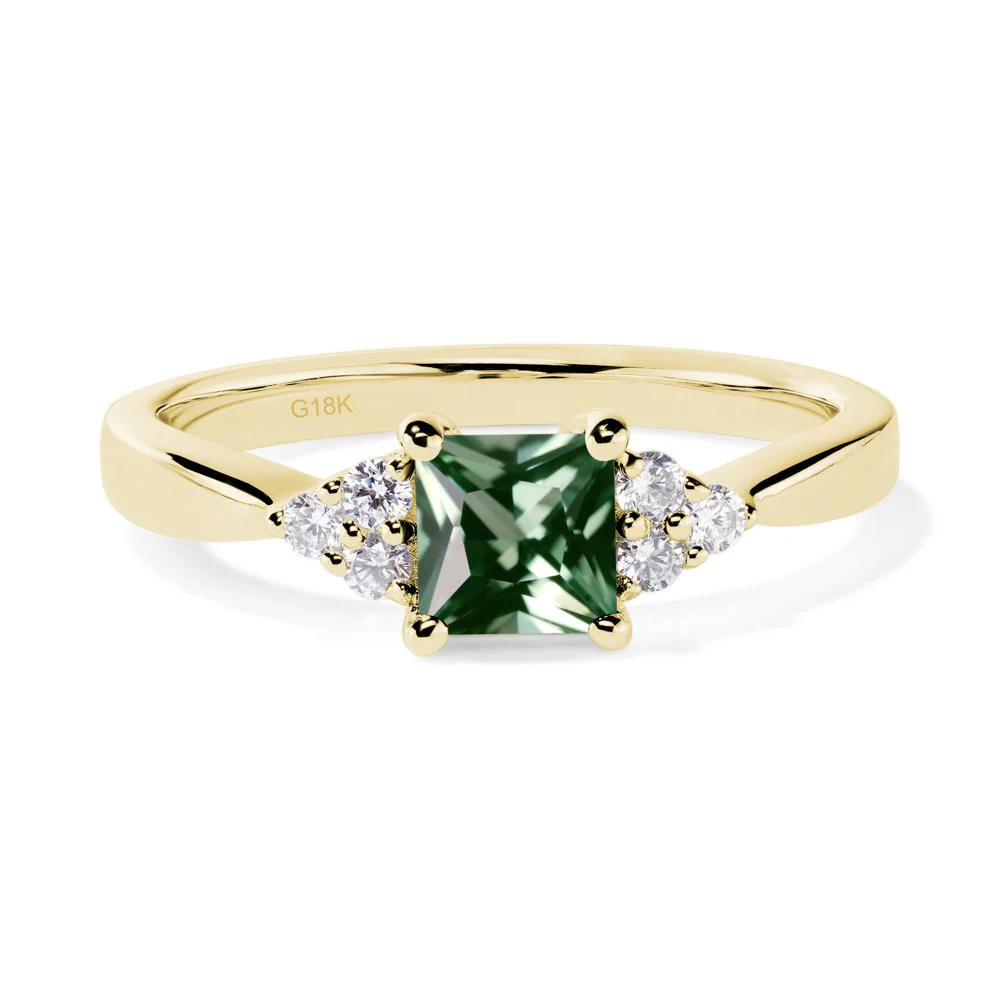 Princess Cut Green Sapphire Petite Ring - Image 7