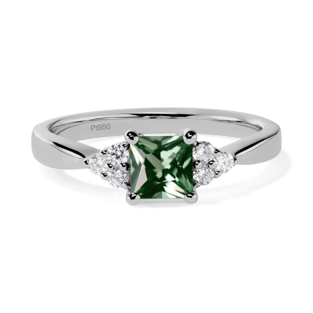 Princess Cut Green Sapphire Petite Ring - Image 9