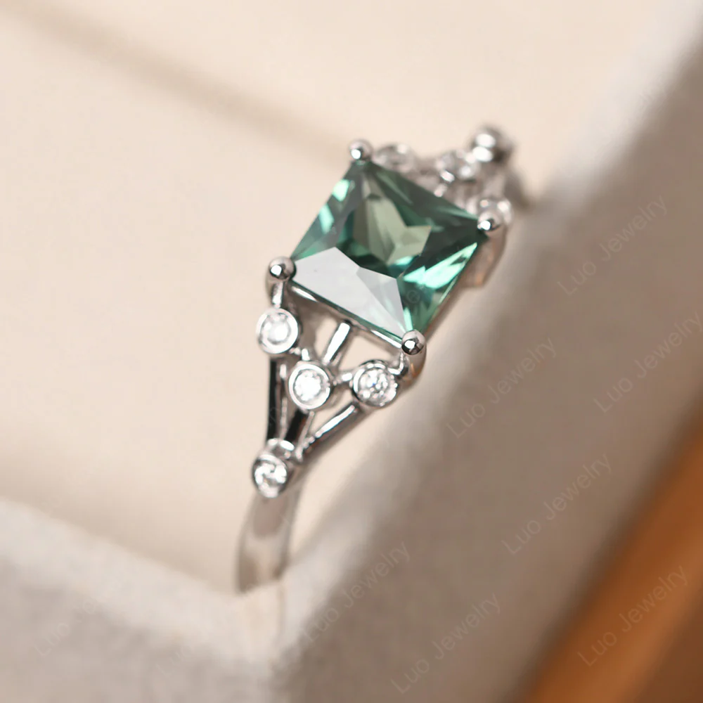 Princess Cut Green Sapphire Constellation Ring - Image 2