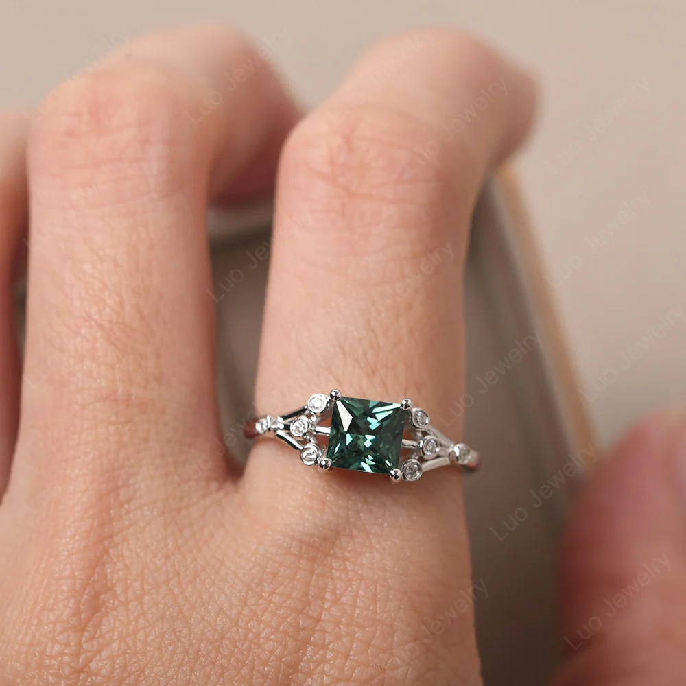 Princess Cut Green Sapphire Constellation Ring - Image 5