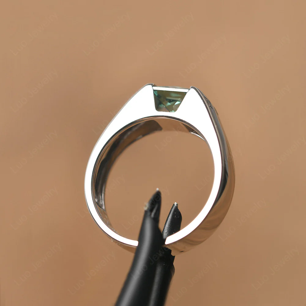 Green Sapphire Band Ring for Men - Image 12