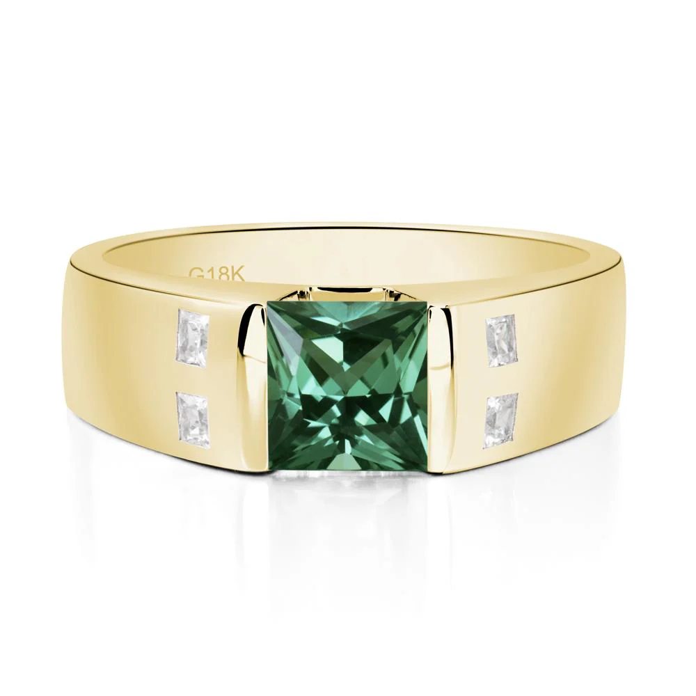Green Sapphire Band Ring for Men - Image 8