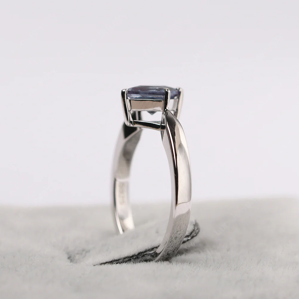 Princess Cut Kite Set Alexandrite Solitaire Ring - Image 6