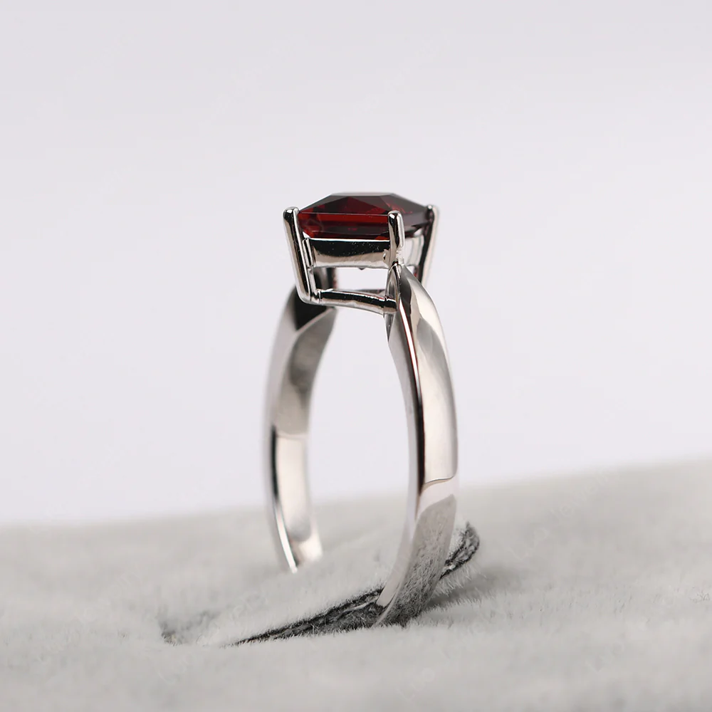 Princess Cut Kite Set Garnet Solitaire Ring - Image 6