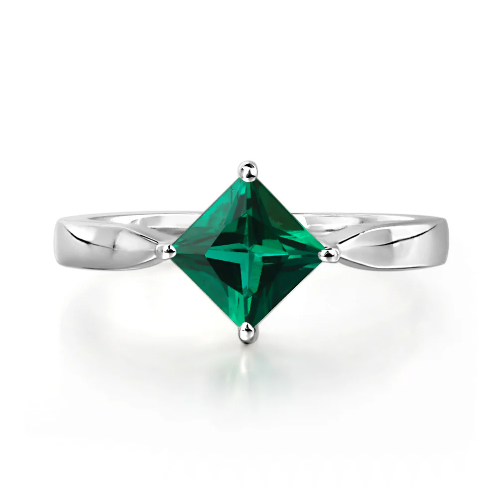 Emerald Princess Cut Kite Set Ring