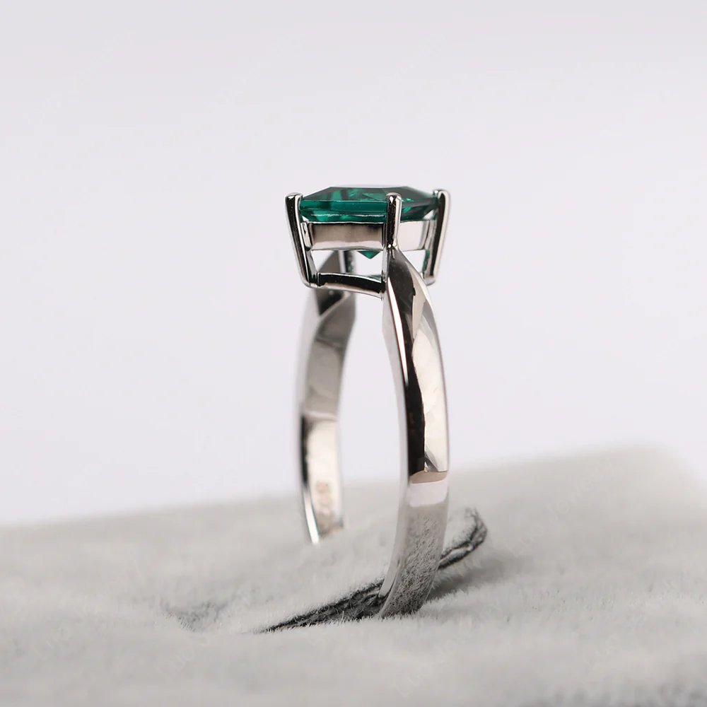 Emerald Princess Cut Kite Set Ring - Image 6