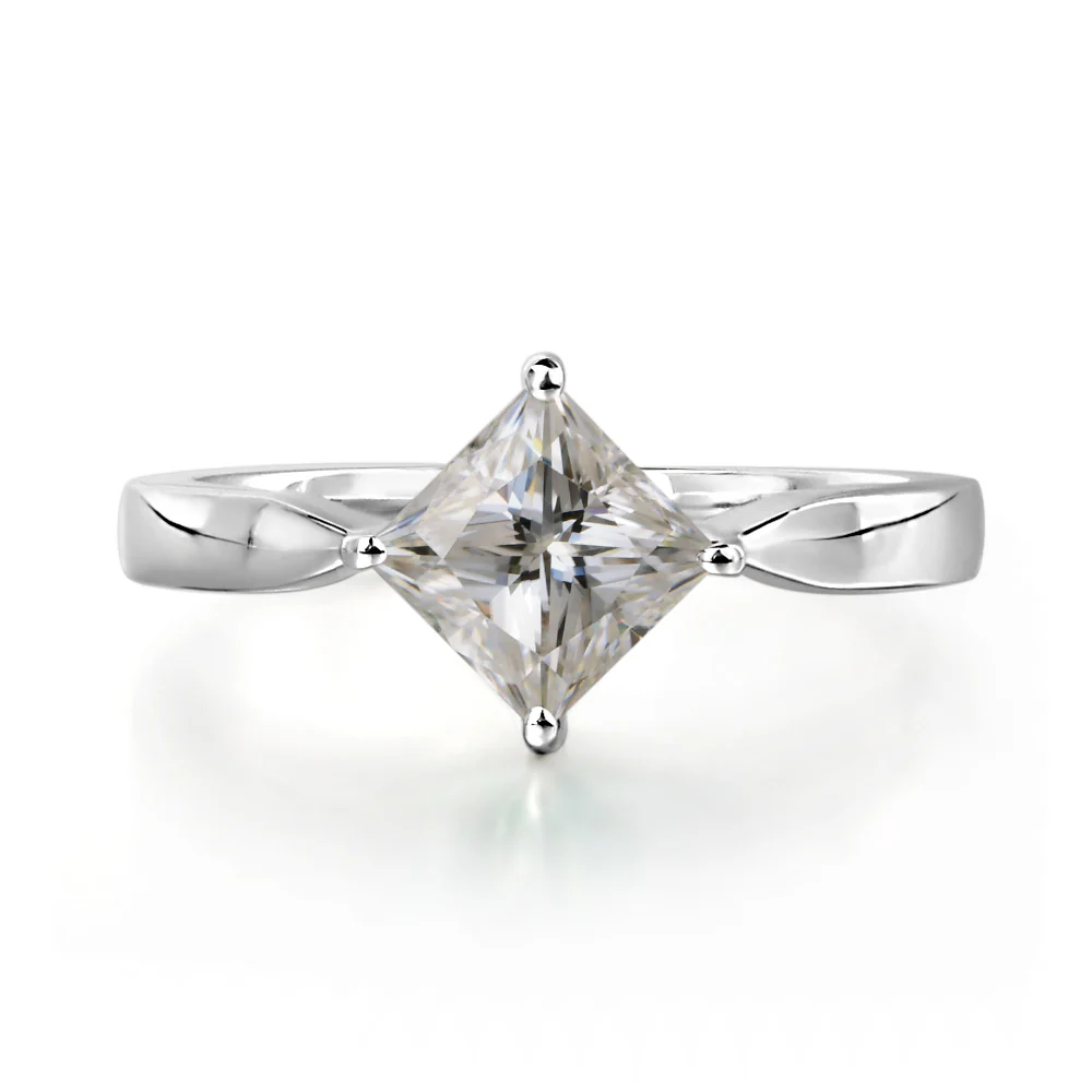 Princess Cut Kite Set Moissanite Solitaire Ring