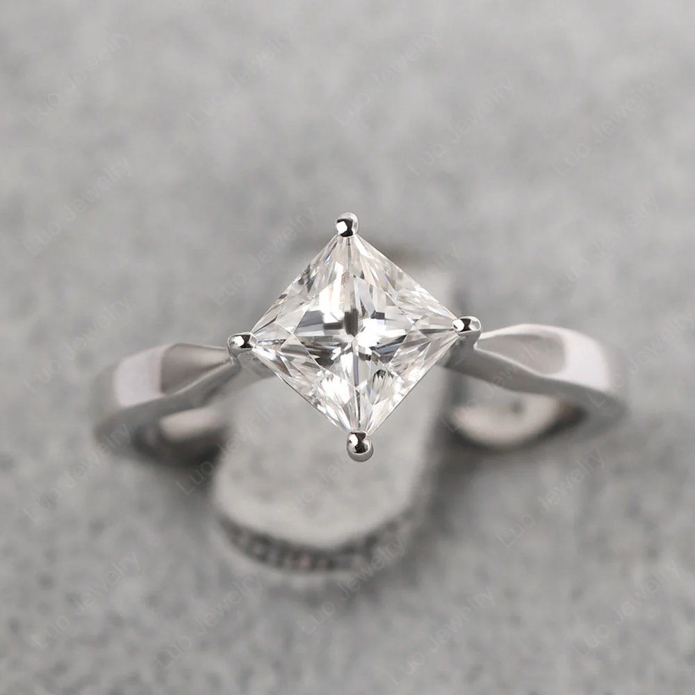 Princess Cut Kite Set Moissanite Solitaire Ring - Image 2