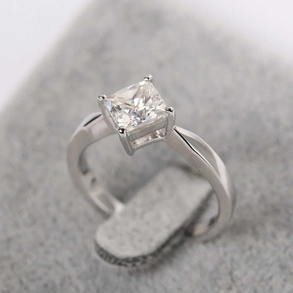 Princess Cut Kite Set Moissanite Solitaire Ring - Image 3