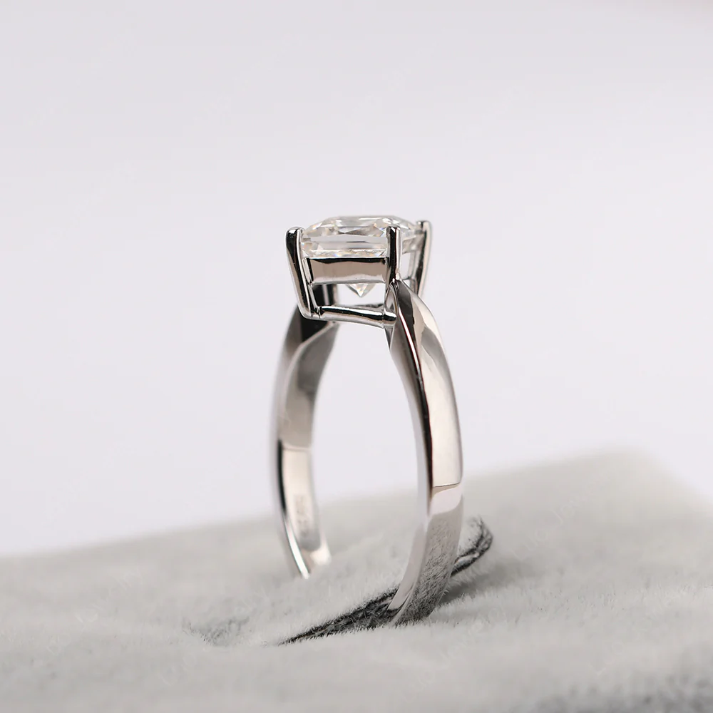 Princess Cut Kite Set Moissanite Solitaire Ring - Image 5