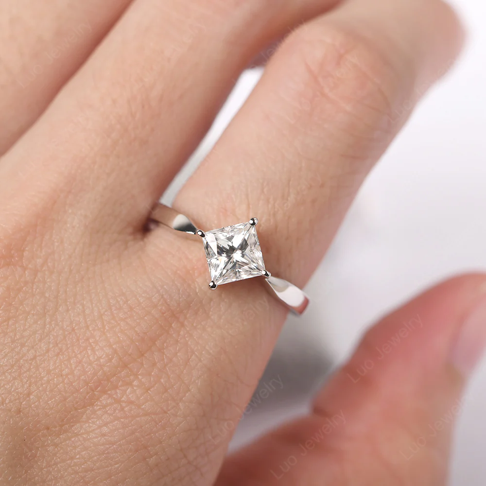 Princess Cut Kite Set Moissanite Solitaire Ring - Image 6
