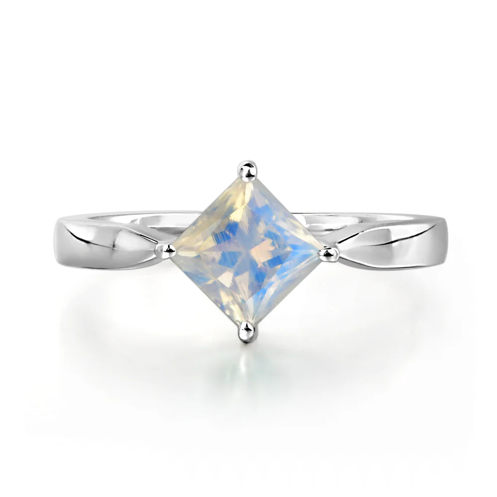 Moonstone Princess Cut Kite Set Ring