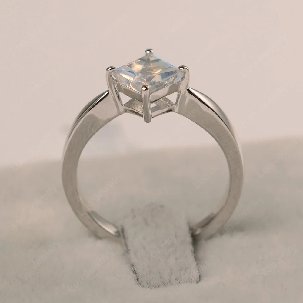 Moonstone Princess Cut Kite Set Ring - Image 4
