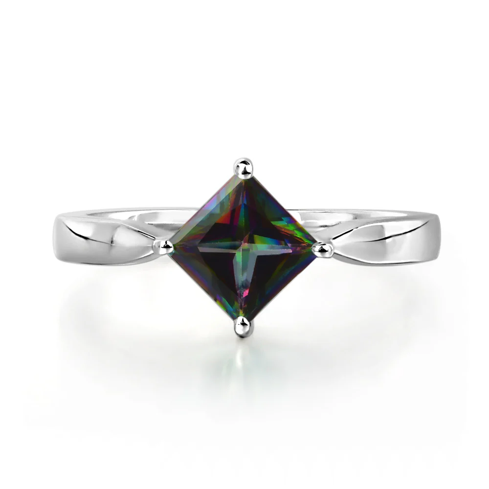 Mystic Topaz Princess Cut Kite Set Ring