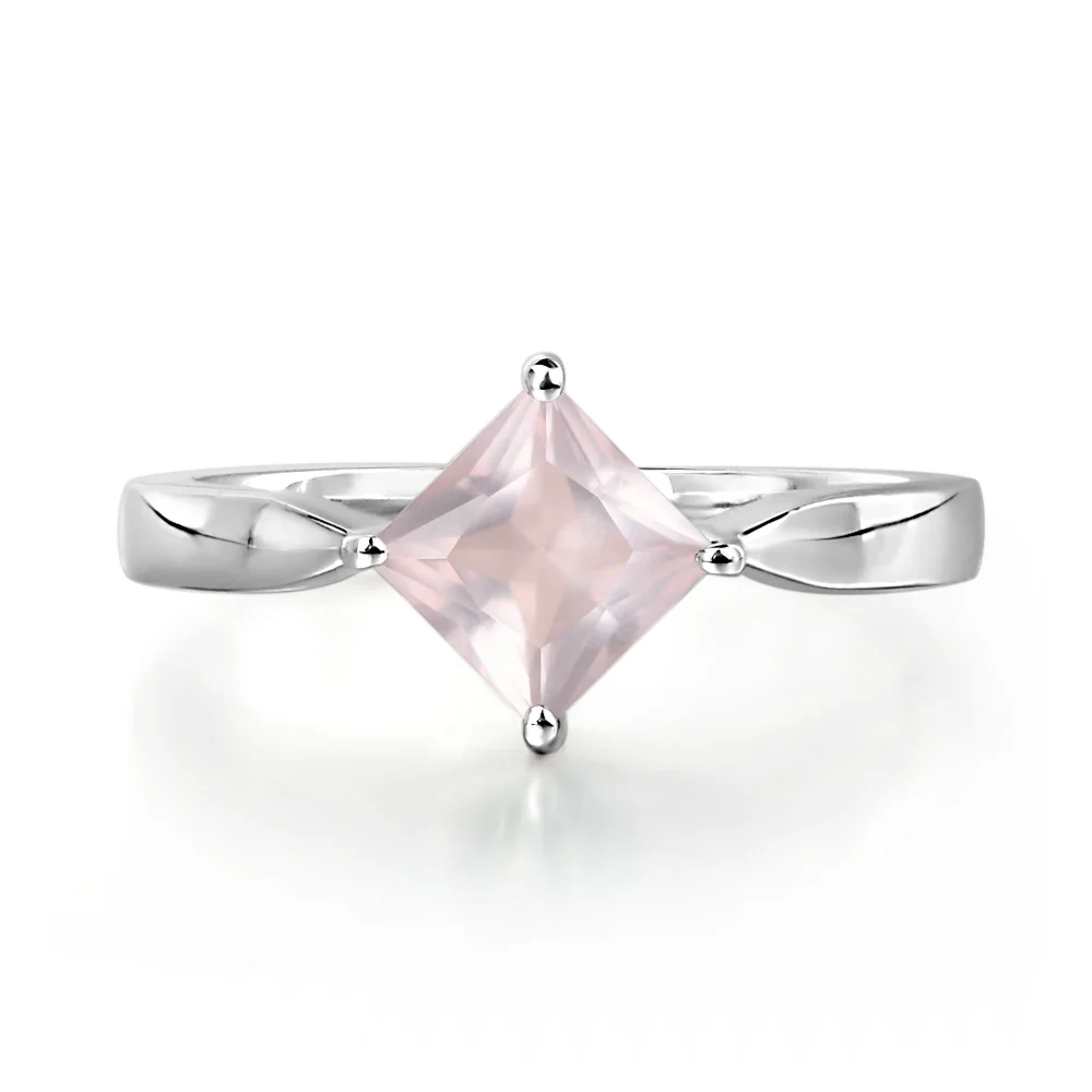 Rose Quartz Princess Cut Kite Set Ring