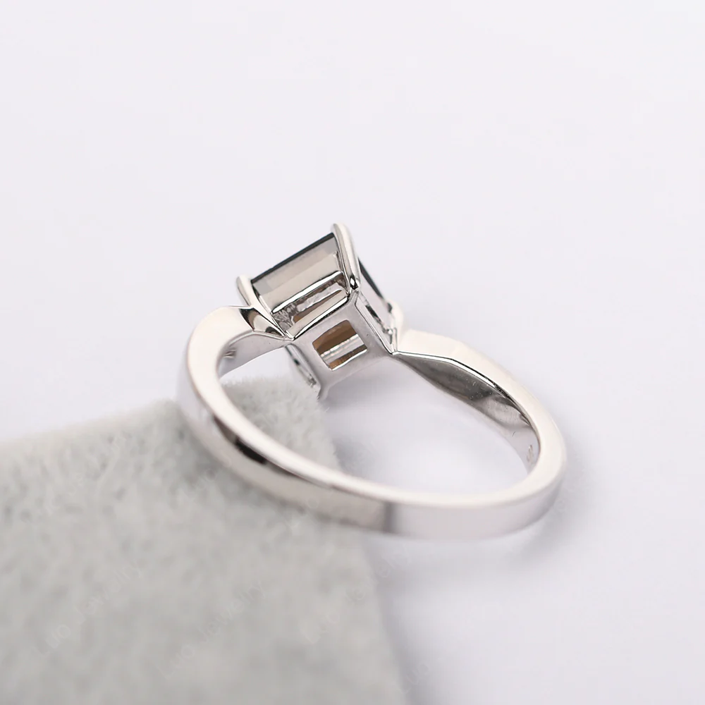 Smoky Quartz Square Cut Kite Set Ring - Image 4