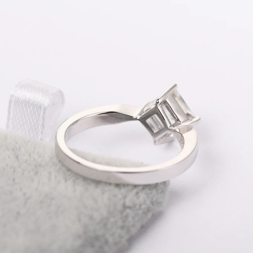 White Topaz Princess Cut Kite Set Ring - Image 4
