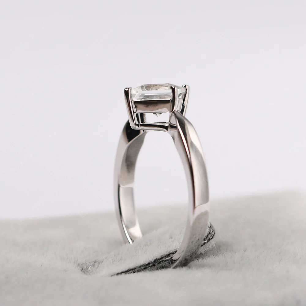 White Topaz Princess Cut Kite Set Ring - Image 5