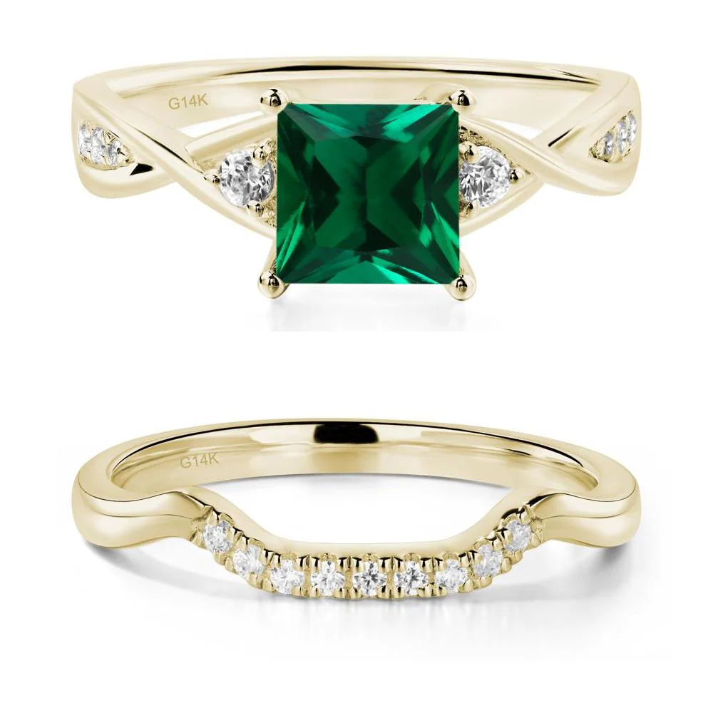 Princess Cut Emerald Twist Ring - Image 15