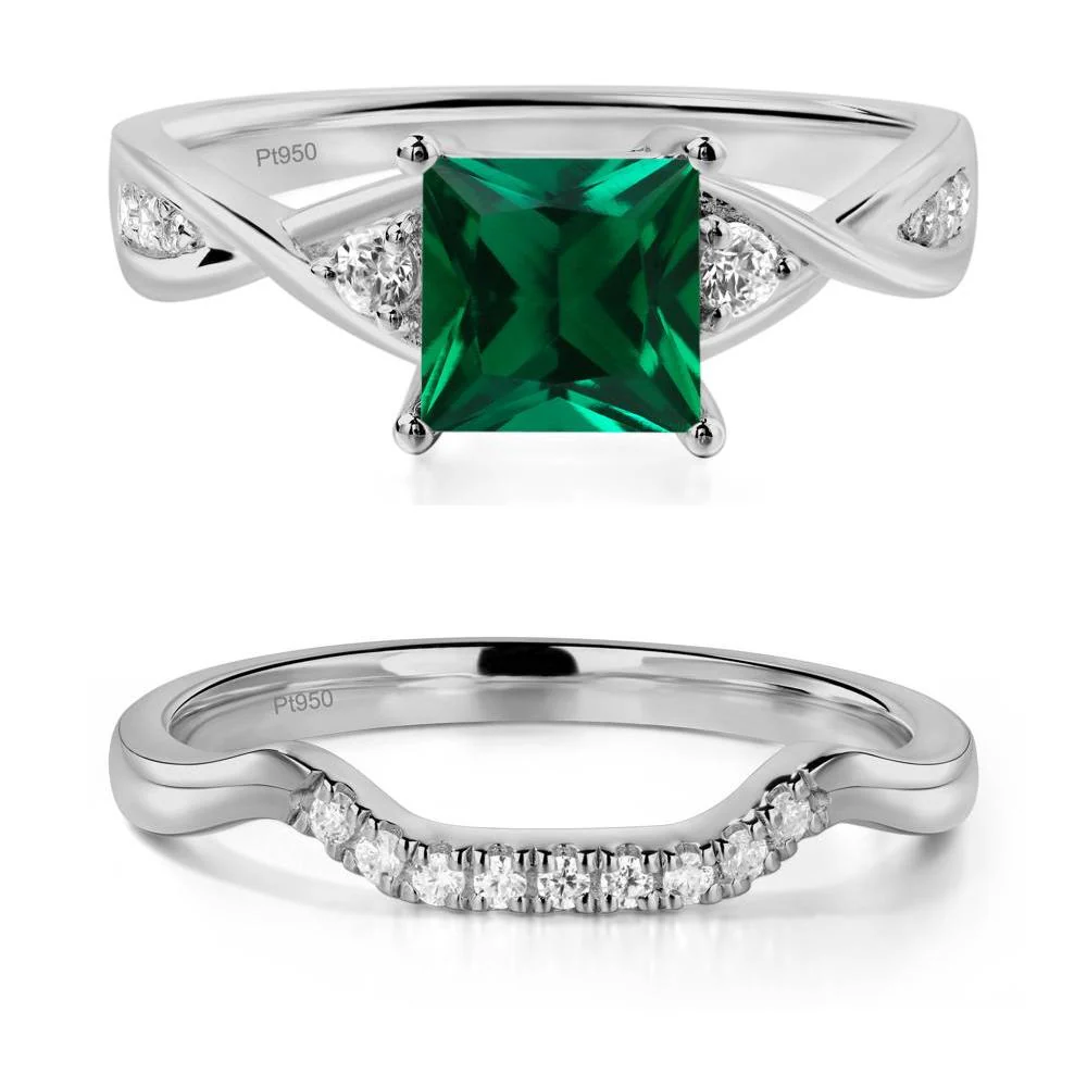 Princess Cut Emerald Twist Ring - Image 25