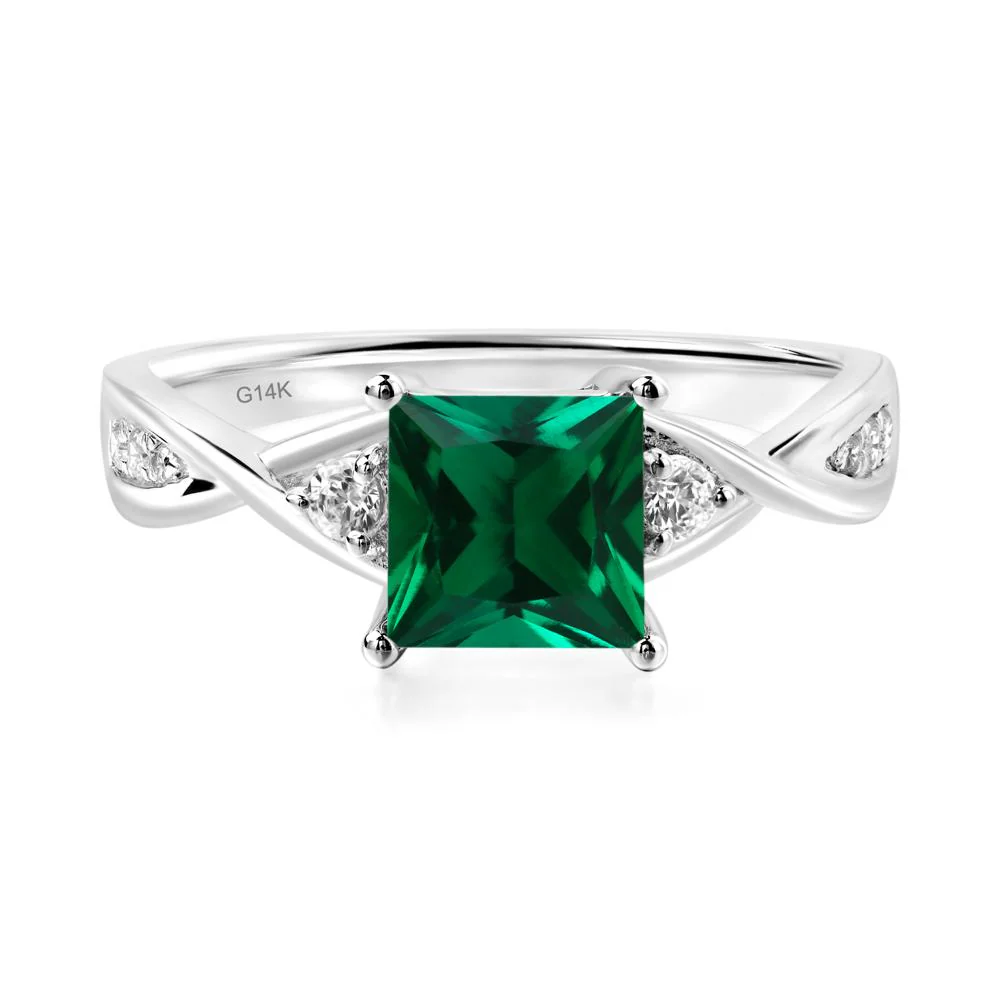 Princess Cut Emerald Twist Ring - Image 3