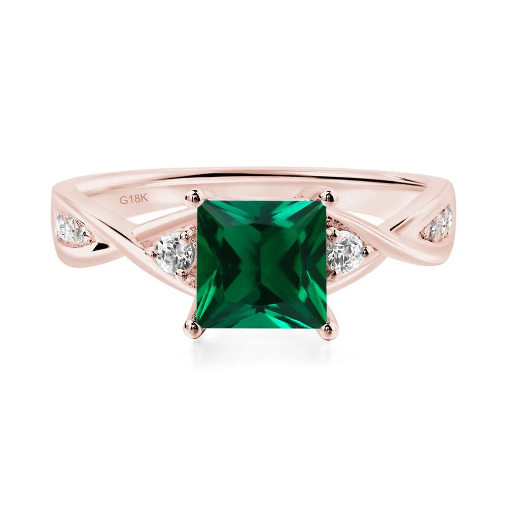 Princess Cut Emerald Twist Ring - Image 8