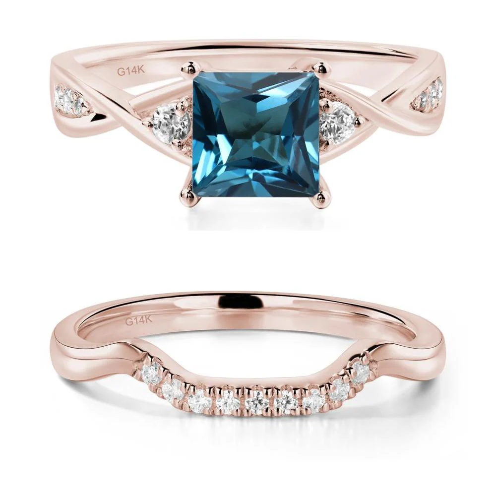 Princess Cut London Blue Topaz Engagement Ring - Image 11