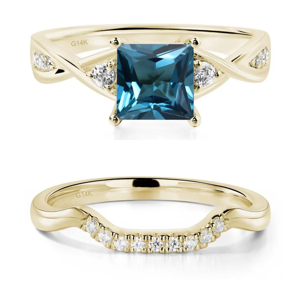 Princess Cut London Blue Topaz Engagement Ring - Image 15