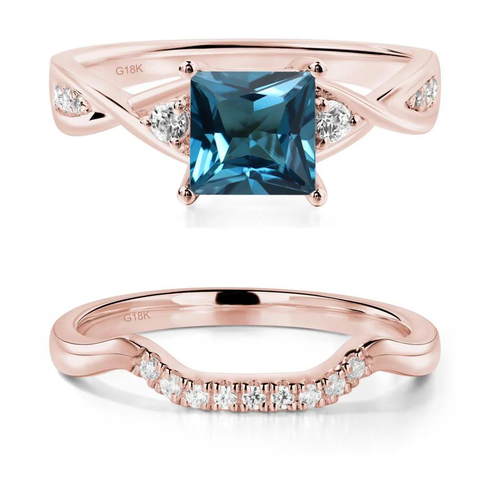 Princess Cut London Blue Topaz Engagement Ring - Image 17